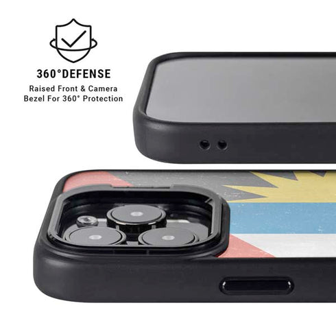 Antigua and Barbuda Flag Distressed iPhone 14 Pro Max Kickstand Case